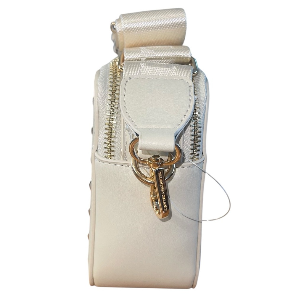 NWT- Valentino Orlandi vegan leather crossbody bag. Color bone W/ gold hardware. - Picture 4 of 14
